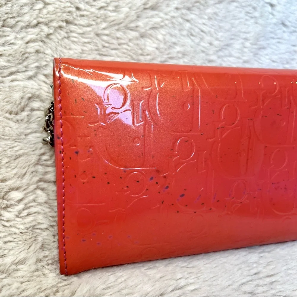 Christian Dior Pink Patent Leather Trotter Wallet WOC